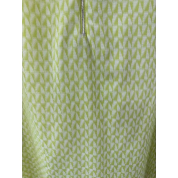 🌸3/$15🌸Green & White Hi-Low Geometric Design Women's Tank with 3/4 Zipper sz L - Picture 2 of 6